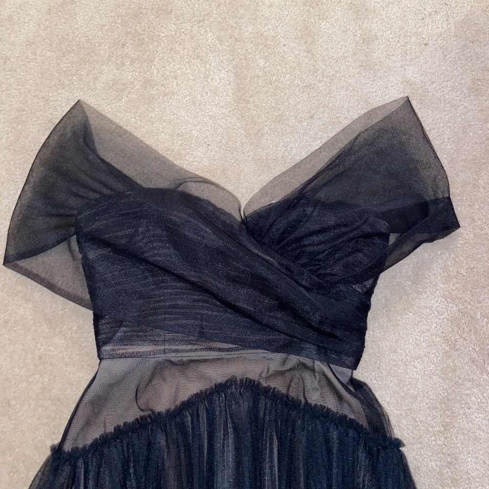 BCBG MaxAzria Black Tulle Gown - Picture 4 of 9